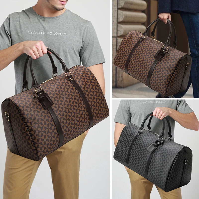 Vintage weekendbag i PU-läder med stor kapacitet