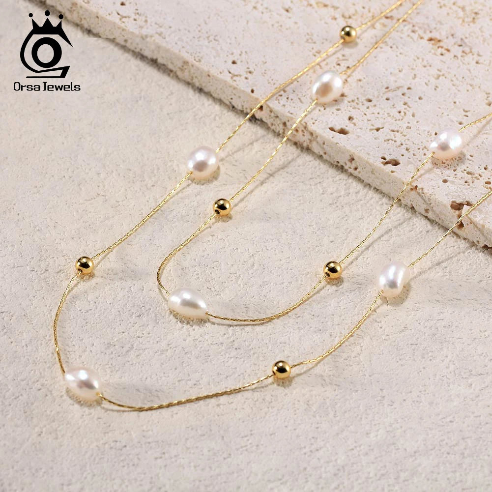 ORSA JEWELS pärlhalsband dam – barockpärlor & 925 sterlingsilver
