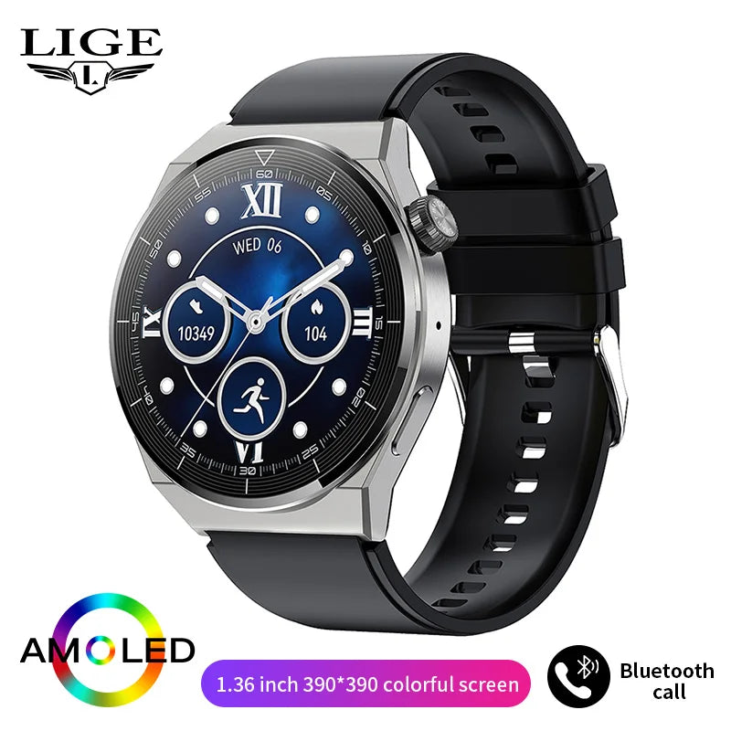 LIGE NFC Smartwatch 1.36” – AMOLED & trådlös laddning