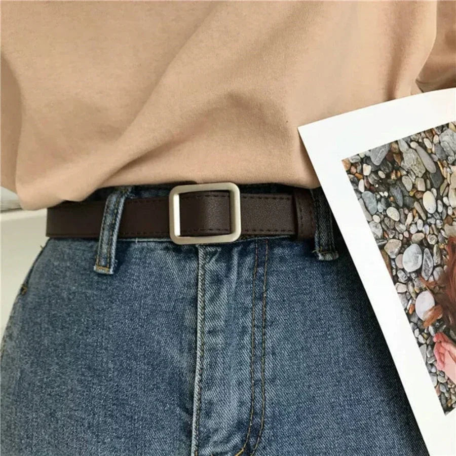 Dam­bälte i PU‑läder 2,4 cm – Stilrent modebälte för vardag & fest
