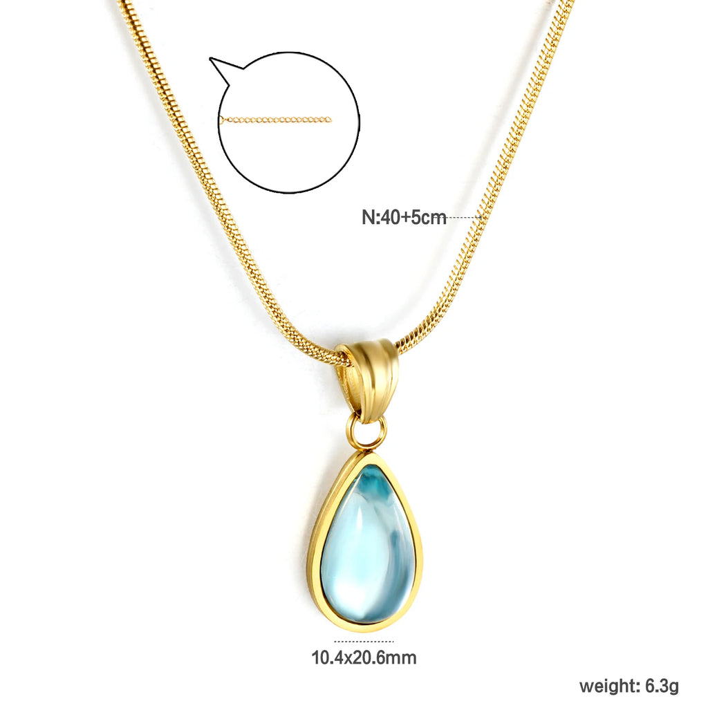 Halsband dam droppformat – minimalistiskt transparent hänge i stål