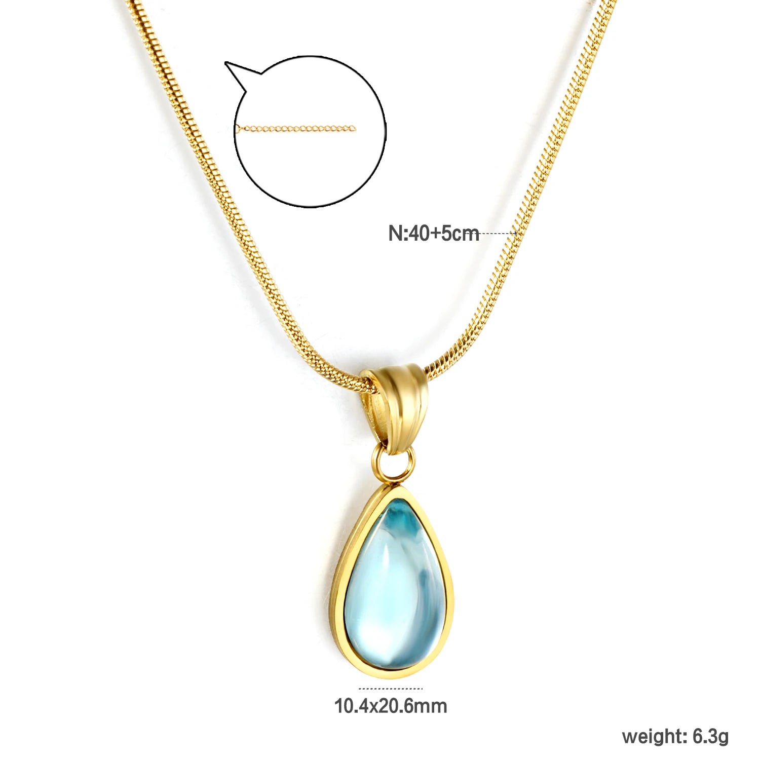 Halsband dam droppformat – minimalistiskt transparent hänge i stål