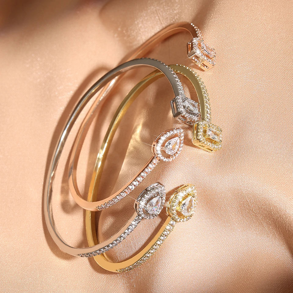 Armband dam – geometriskt armband med kristaller i guldton