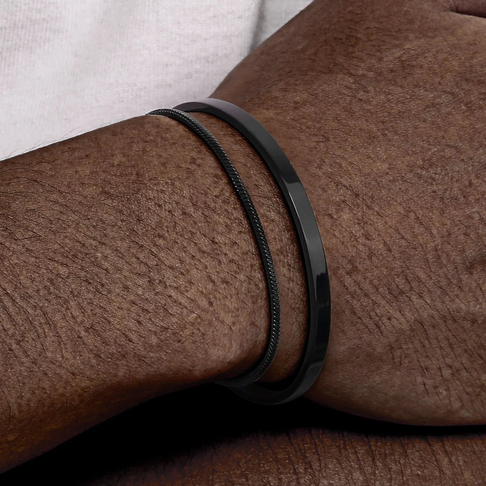 Trendigt armband  för män – 2‑pack i rostfritt stål