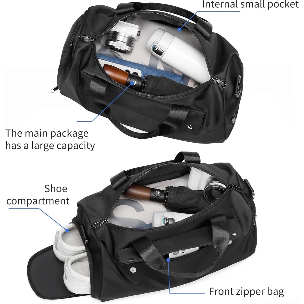 Gymbag med skofack och våtfack unisex – kompakt tränings- och reseväska