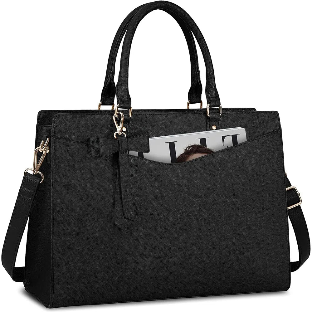 Laptop tote bag dam 15.6 tum – elegant arbetsväska i PU-läder