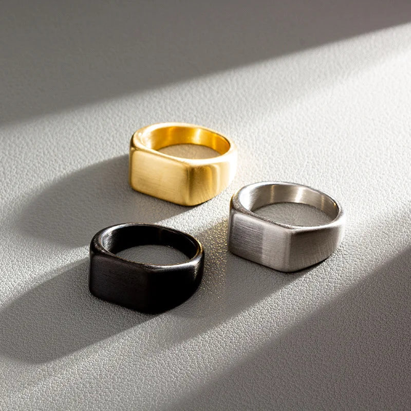 Minimalistisk Ring Herr – 316L Rostfritt Stål Rektangulär Design