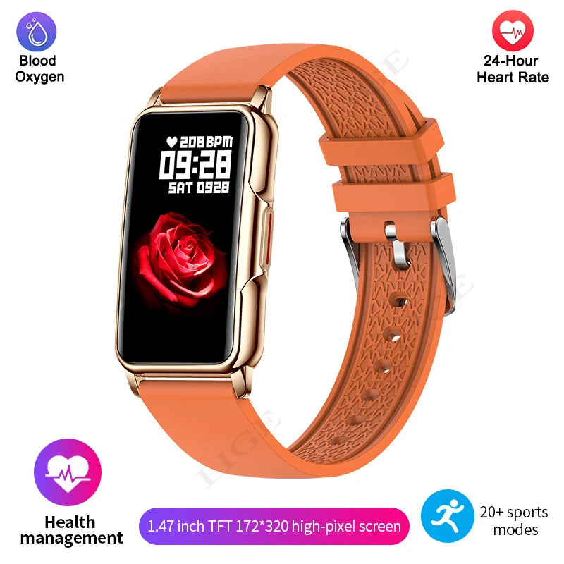 LIGE Smartwatch Dam 1.47” – Bluetooth-samtal & hälsa