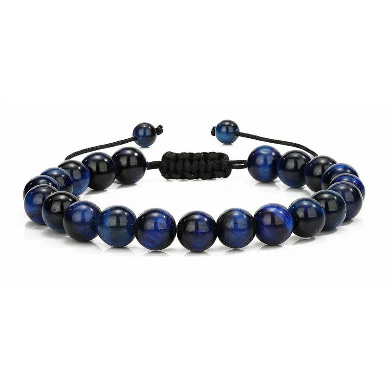 Pärlarmband Herr – Tigeröga & Lava Sten 8 mm