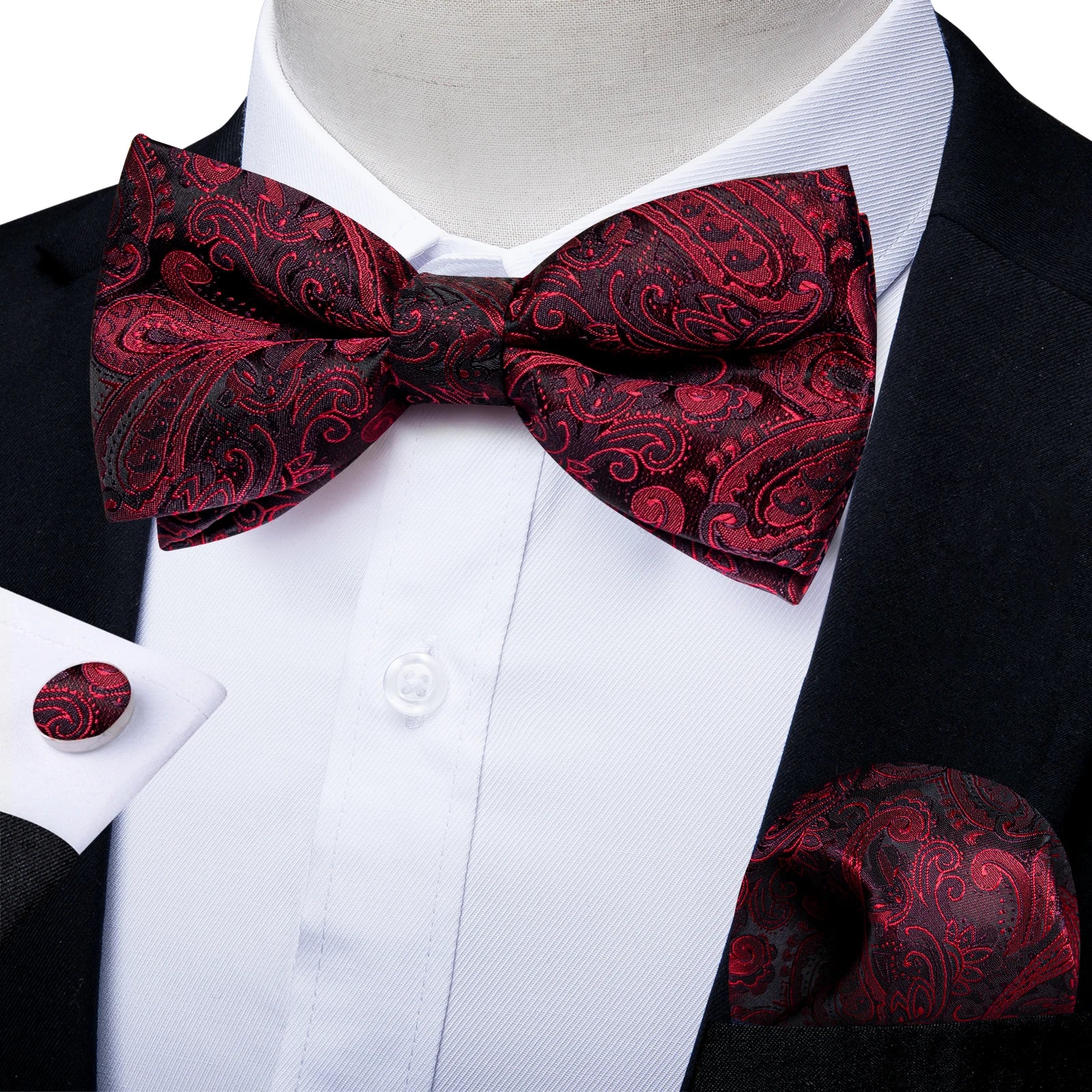 Flugset paisley herr – fluga, näsduk & manschettknappar