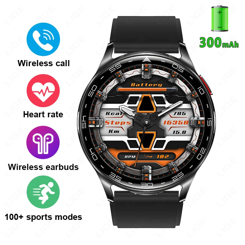 Smartwatch LIGE TWS 2‑i‑1 – med hörlurar & Bluetooth