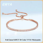 Moissanite Tennisarmband Dam Roséguld Justerbart