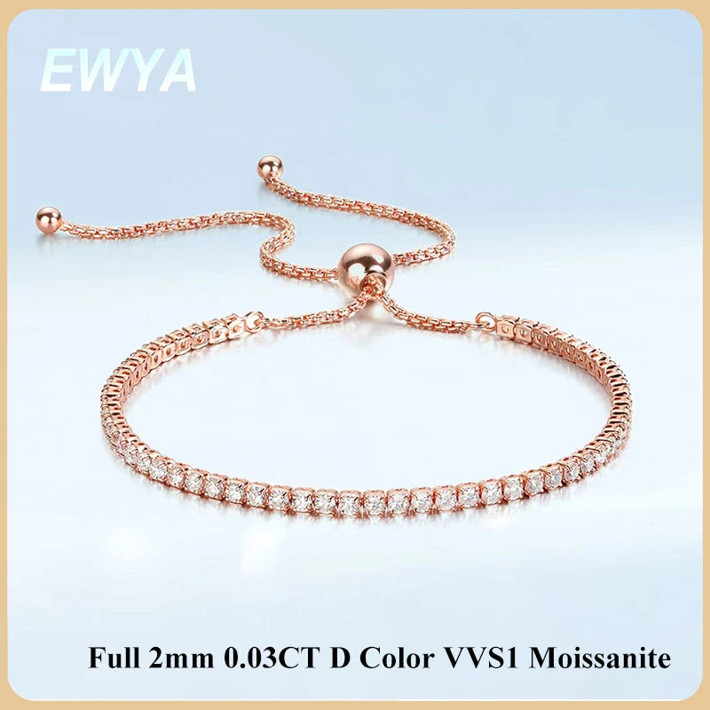 Moissanite Tennisarmband Dam Roséguld Justerbart