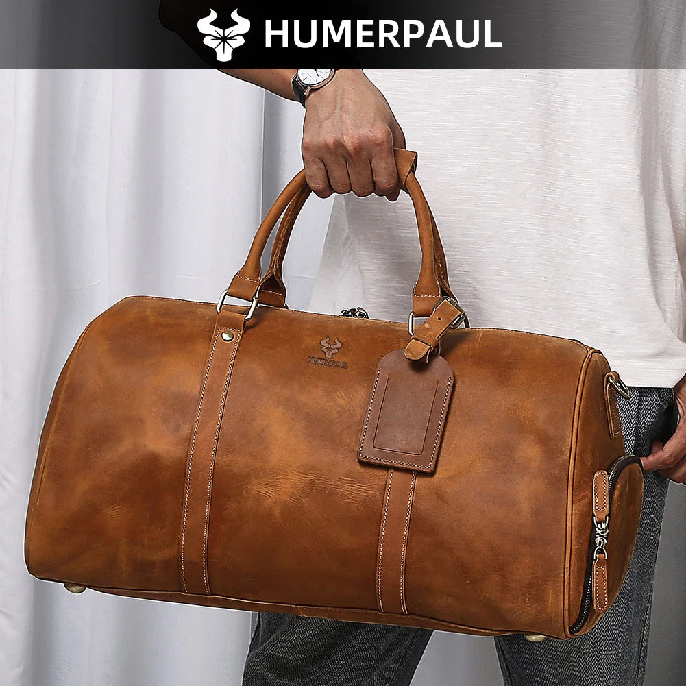 Resväska i läder för herr – med skofack & laptopfack