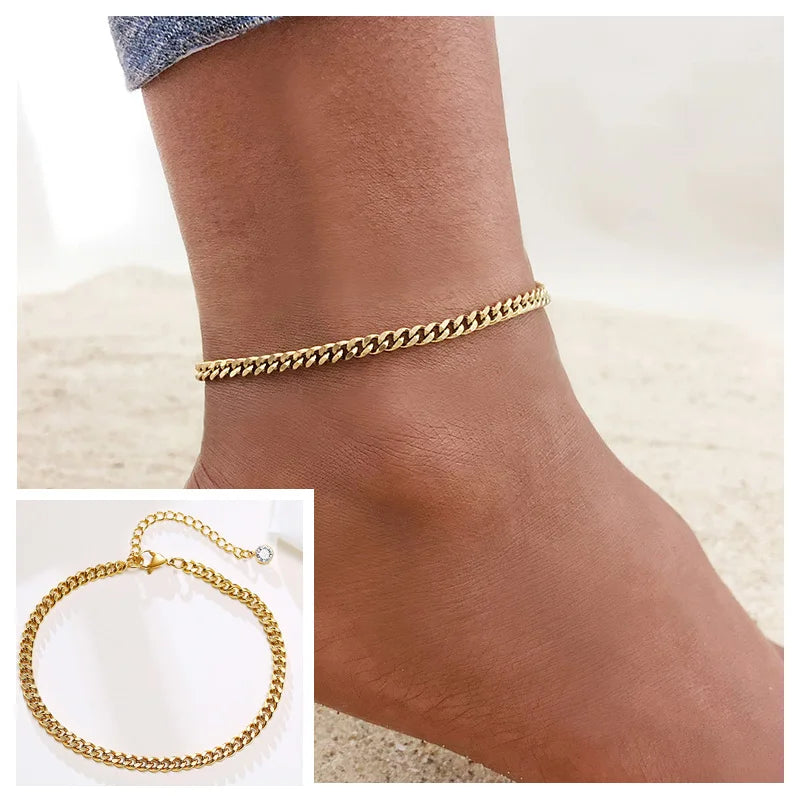 Fotlänk dam snake chain – rostfritt stål