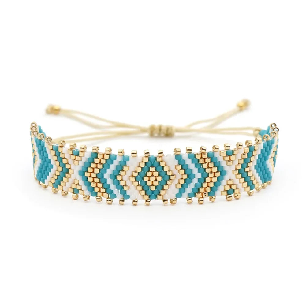 Handgjort pärlarmband unisex i bohemisk stil – justerbart armband med glaspärlor