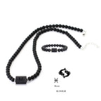 Stenpärlhalsband herr – svart onyx & stjärntecken