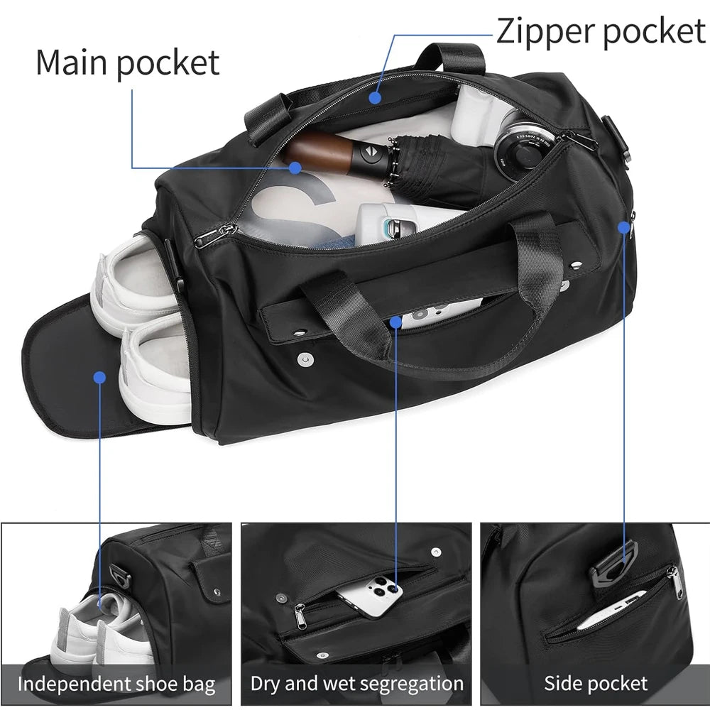 Gymbag med skofack och våtfack unisex – kompakt tränings- och reseväska