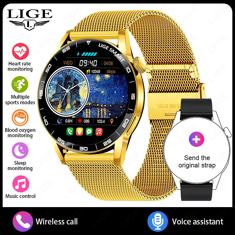 LIGE Outdoor Smartwatch 1.38” – Bluetooth-samtal & sport