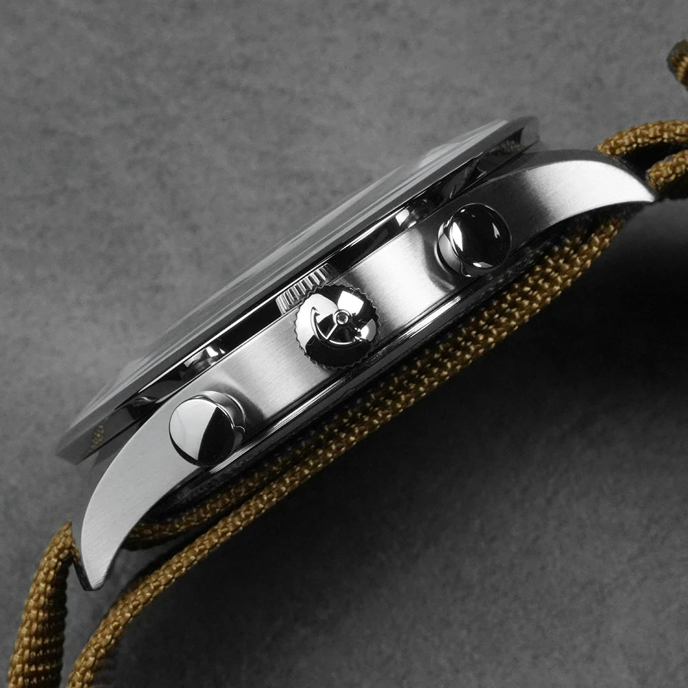 CADISEN 7066 kronograf herrklocka – Miyota 0S11 quartz, canvasarmband, 5ATM