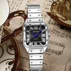 Fyrkantig damklocka i rostfritt stål – stilren quartzklocka