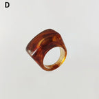 Vintage ring i resin & akryl – Geometrisk fyrkantig design för dam & herr