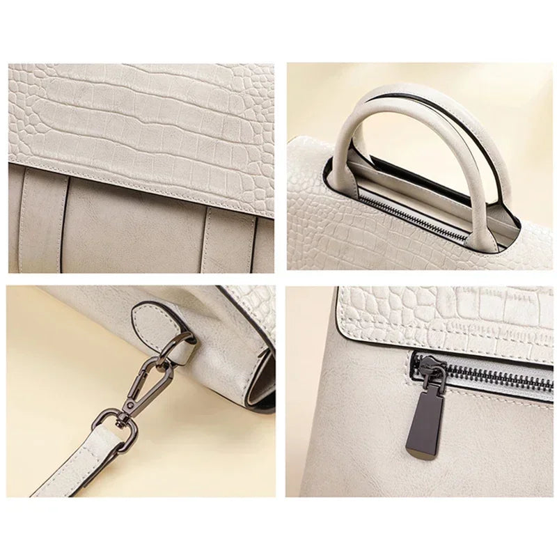 Crossbody-väska dam i äkta läder – stor & retro