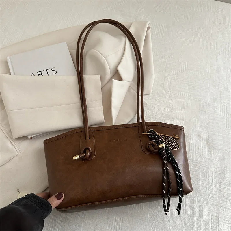 Stor retro tote bag i polyester med modern enkel design
