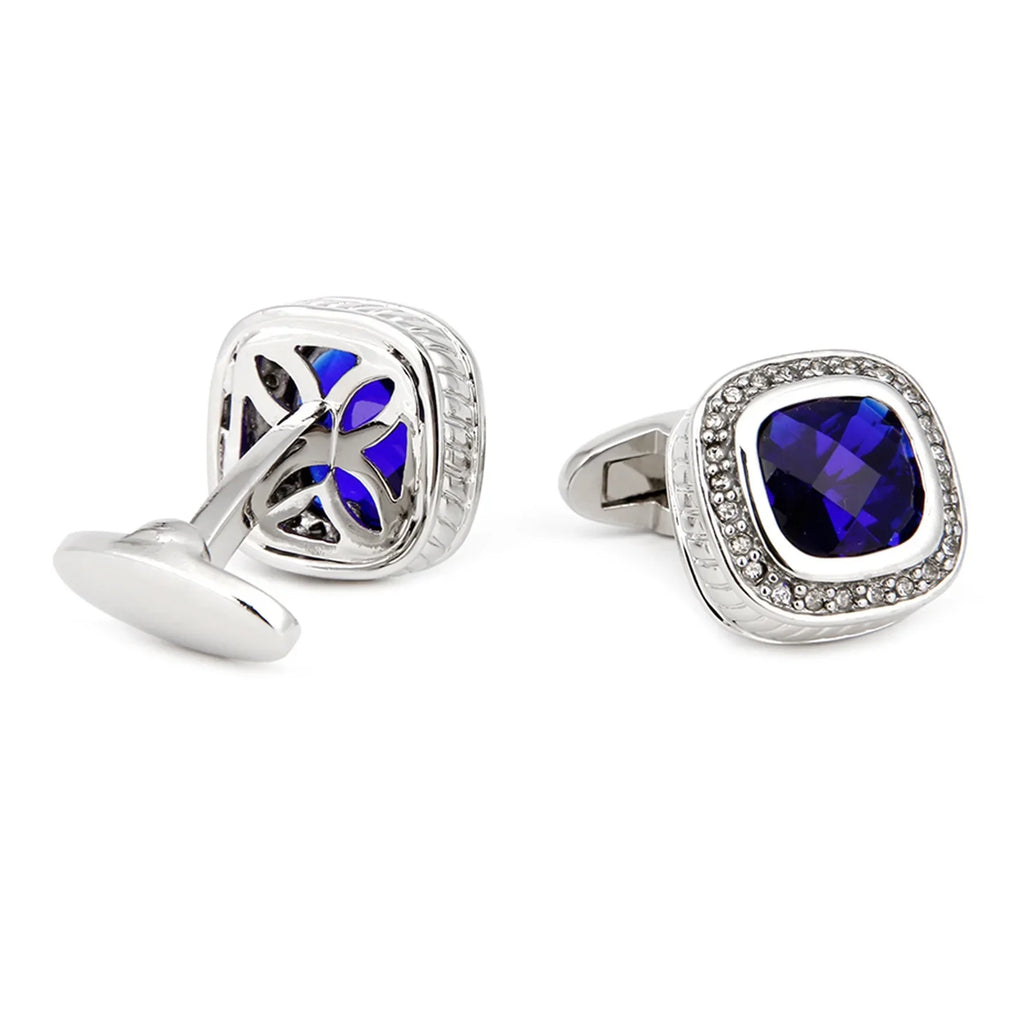 Manschettknappar Lyx – Silver & safirdetalj