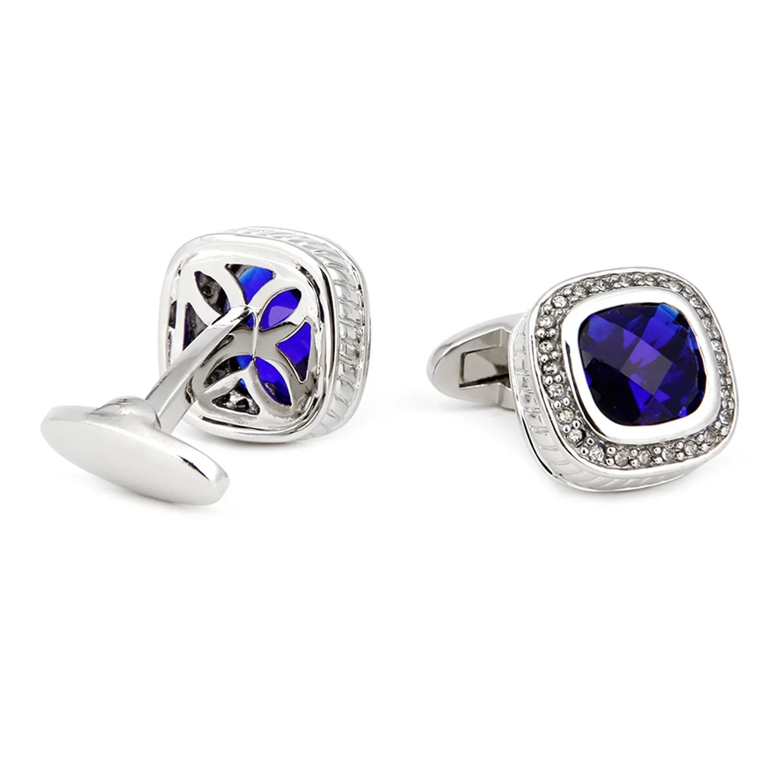 Manschettknappar Lyx – Silver & safirdetalj