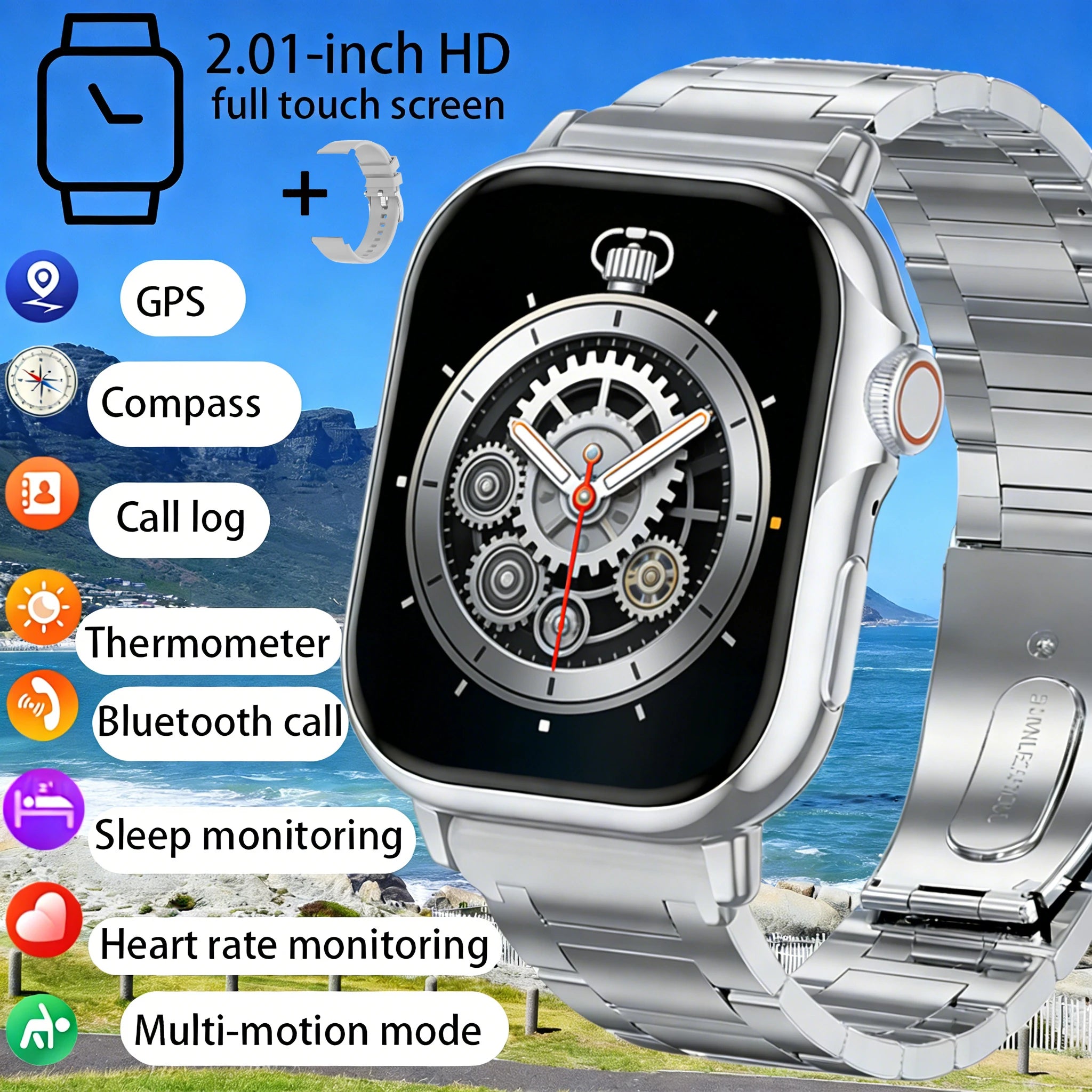 Smartwatch 2.01” HD – Bluetooth-samtal & stor skärm