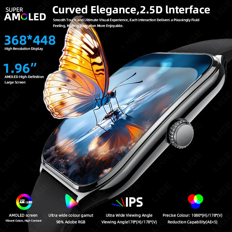 LIGE Ultra Thin Smartwatch 1.96” – AMOLED & Bluetooth-samtal