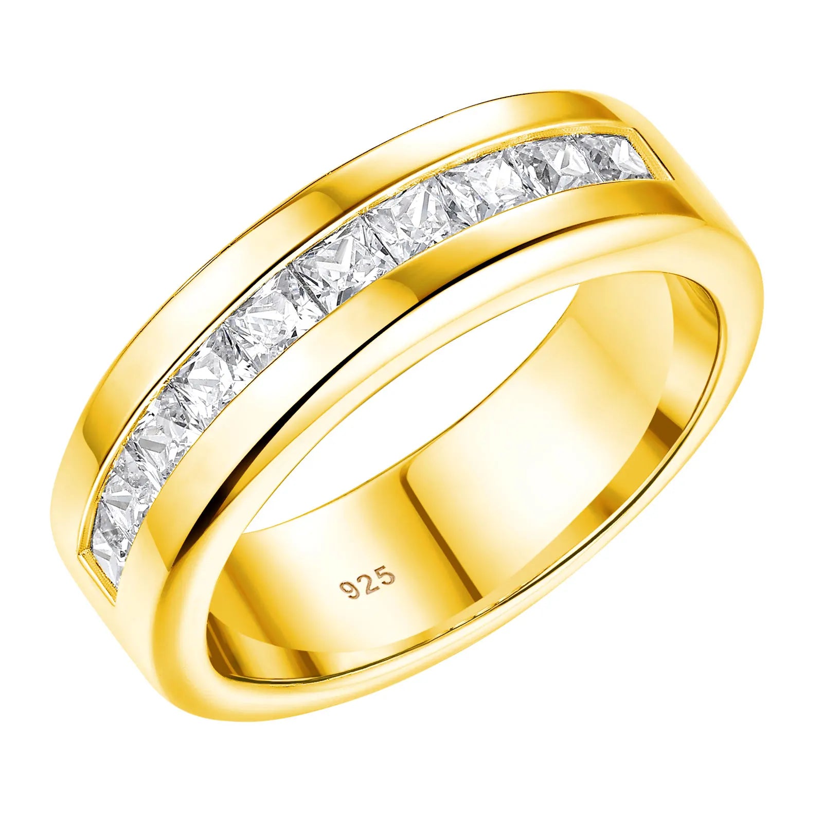 NEWSHE herrring i 925 silver med prinsesslipad moissanit