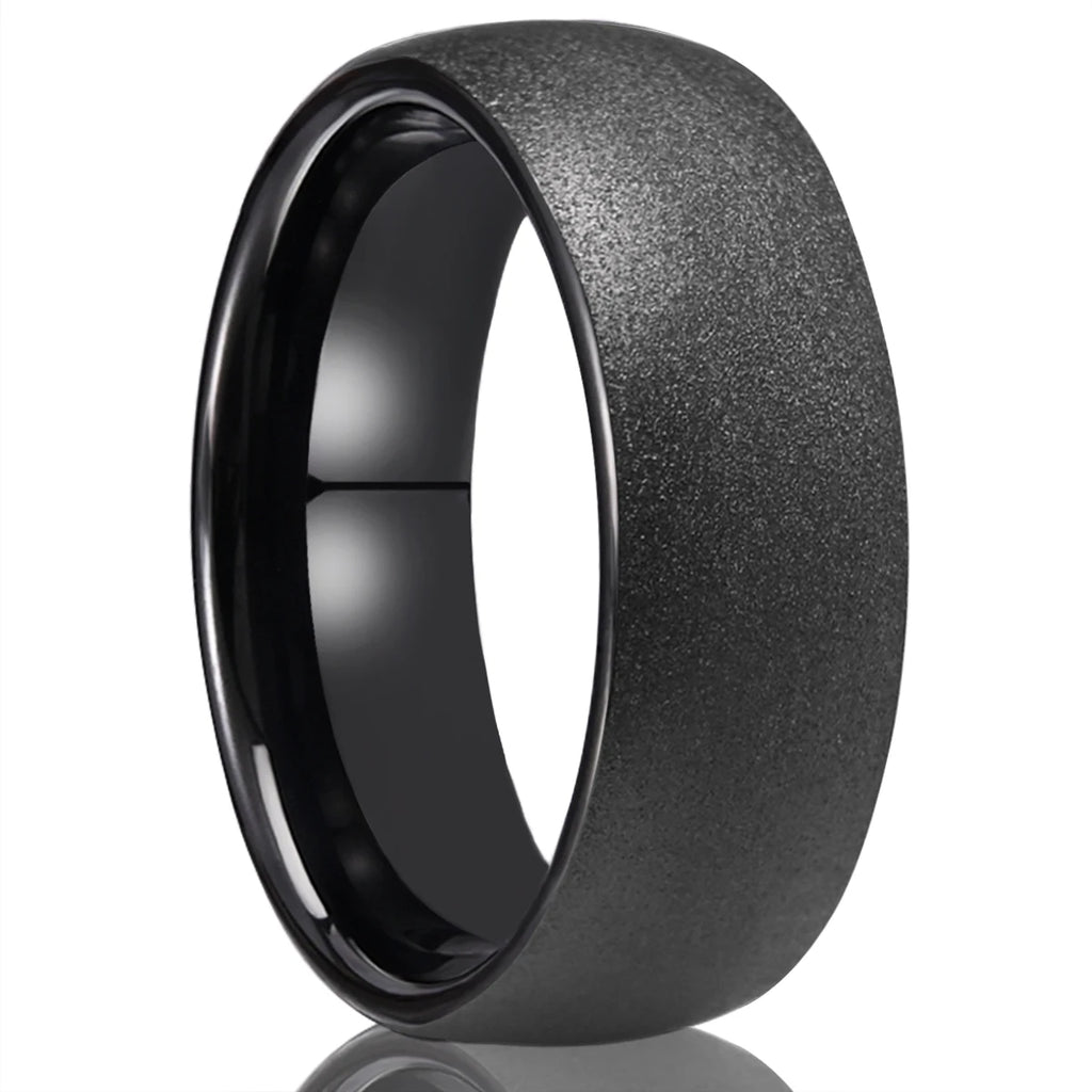 Svart herrring i tungsten 8 mm – borstad & polerad