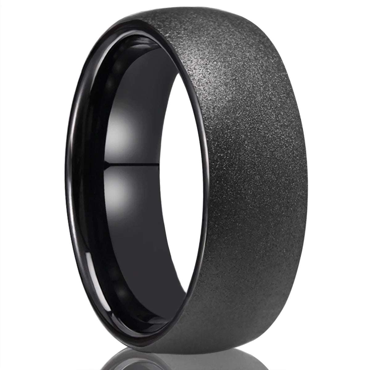 Svart herrring i tungsten 8 mm – borstad & polerad