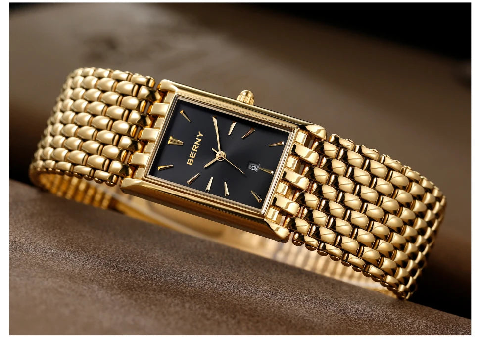 BERNY Klockset för par – Elegant rektangulär klocka dam & herr