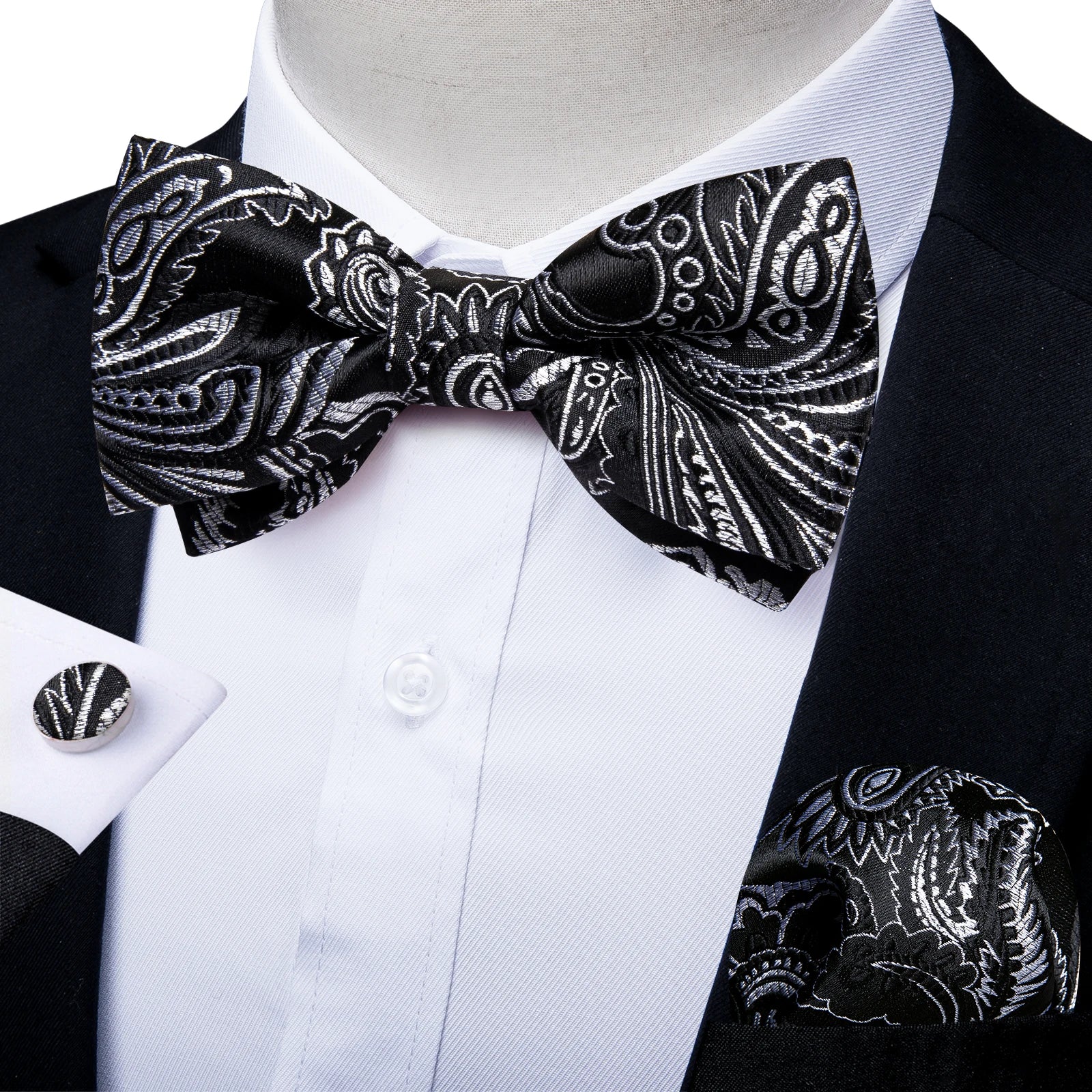 Flugset paisley herr – fluga, näsduk & manschettknappar