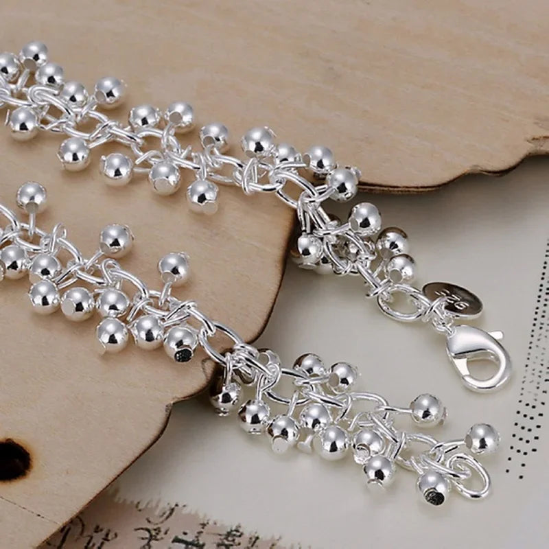 Sterling silver armband dam med pärldesign – elegant kedjearmband