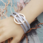 Brett flätat läderarmband för dam