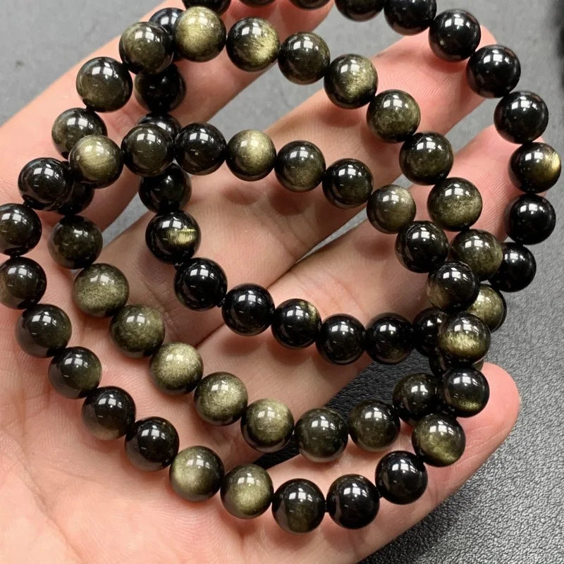 Armband i Guldskimrande Obsidian – Naturlig sten