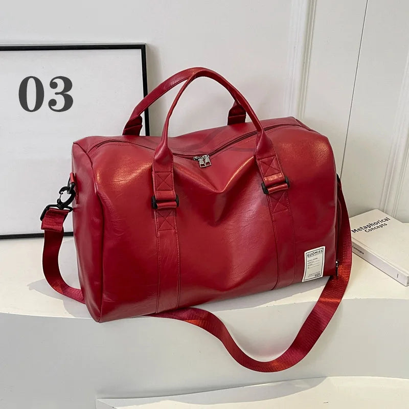 Weekendbag i PU-läder med separat skofack