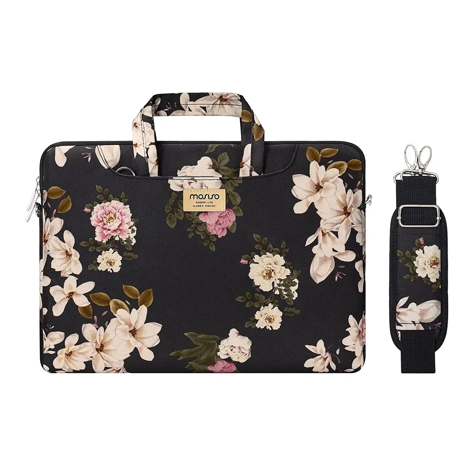 Laptopväska 13–17,3 tum – axelväska i canvas för MacBook & PC