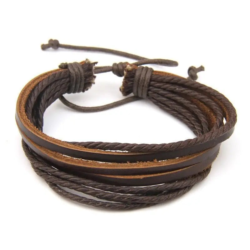 Läderarmband herr – flätat multilager