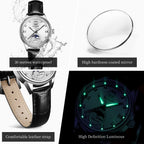 OLEVS 7039 Damklocka med månfas – automatisk mekanisk klocka i elegant design