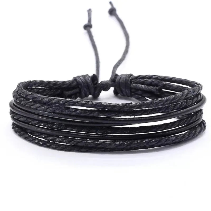 Läderarmband herr – flätat multilager