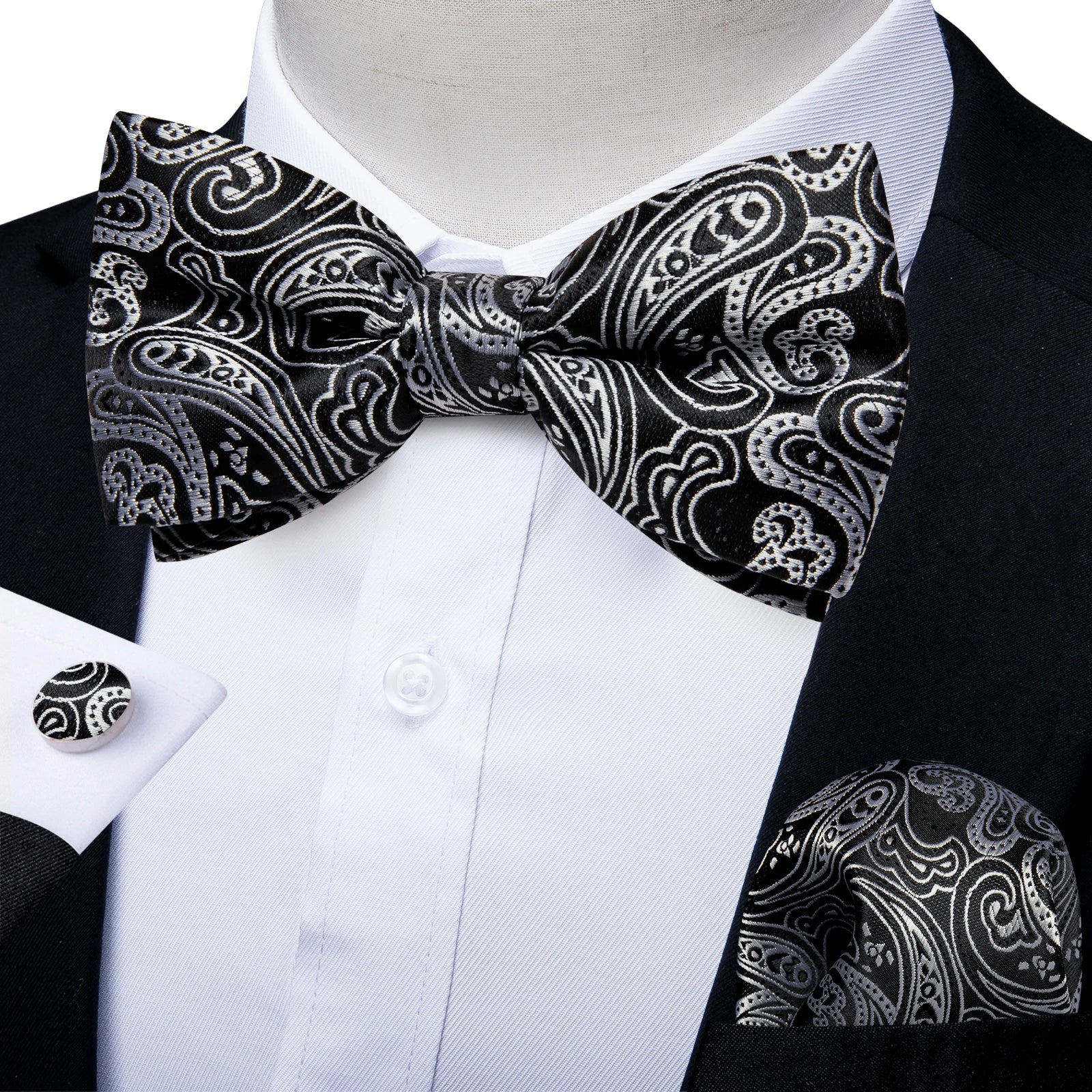 Flugset paisley herr – fluga, näsduk & manschettknappar