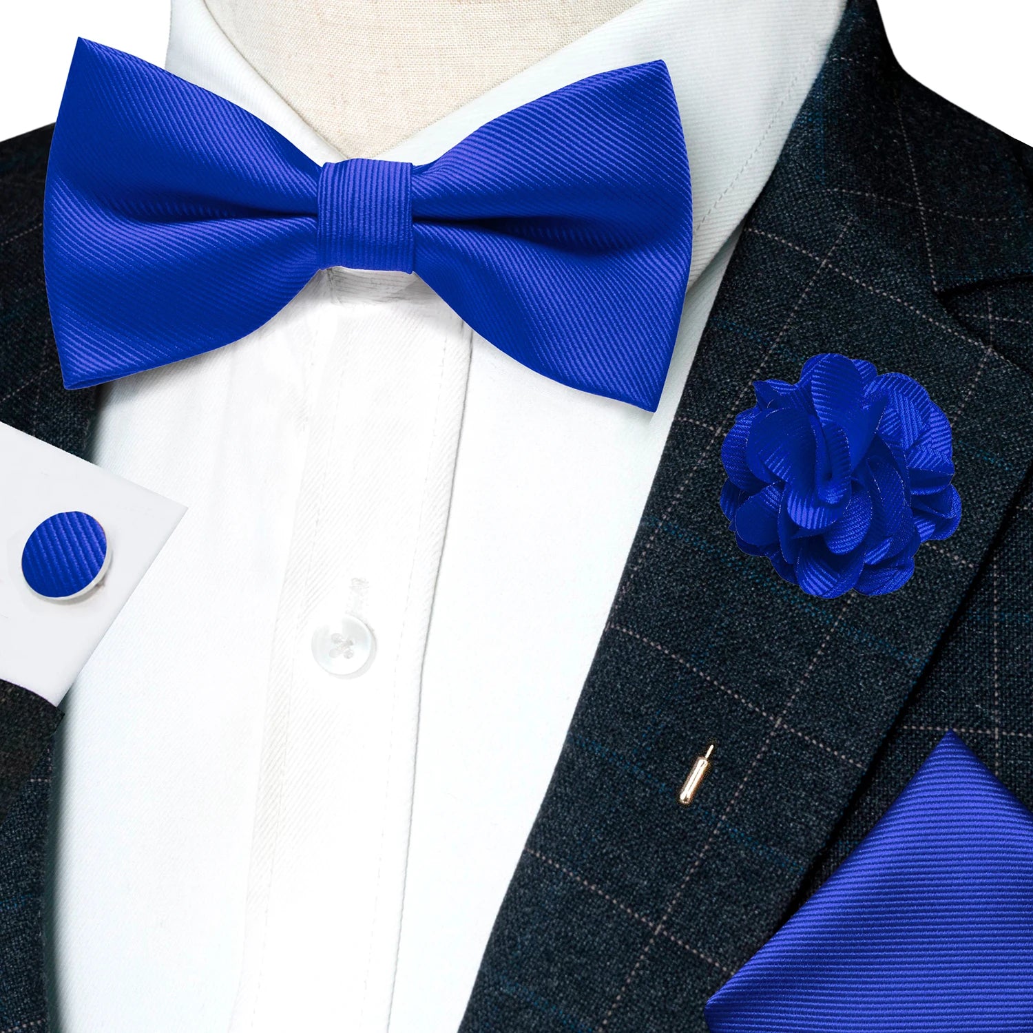 Herrset i siden - Slips, fluga, näsduk, slipsnål –  Finns i flera varianter