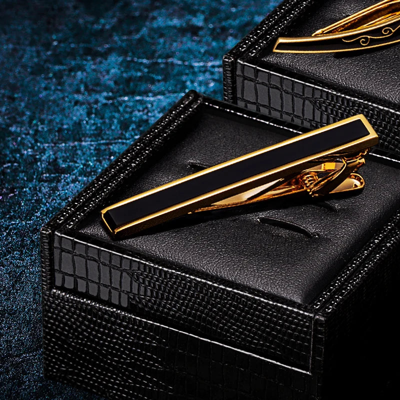 Manschettknappar & slipsklämma set – svart elegant accessoar