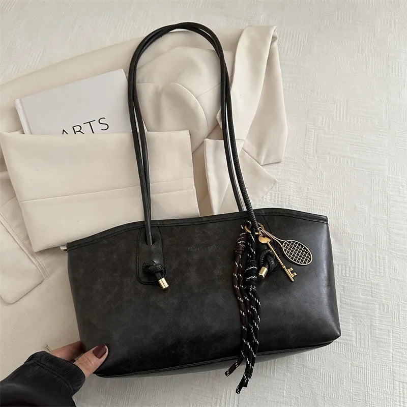Stor retro tote bag i polyester med modern enkel design