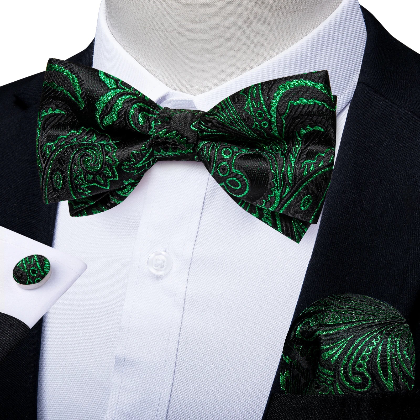 Flugset paisley herr – fluga, näsduk & manschettknappar